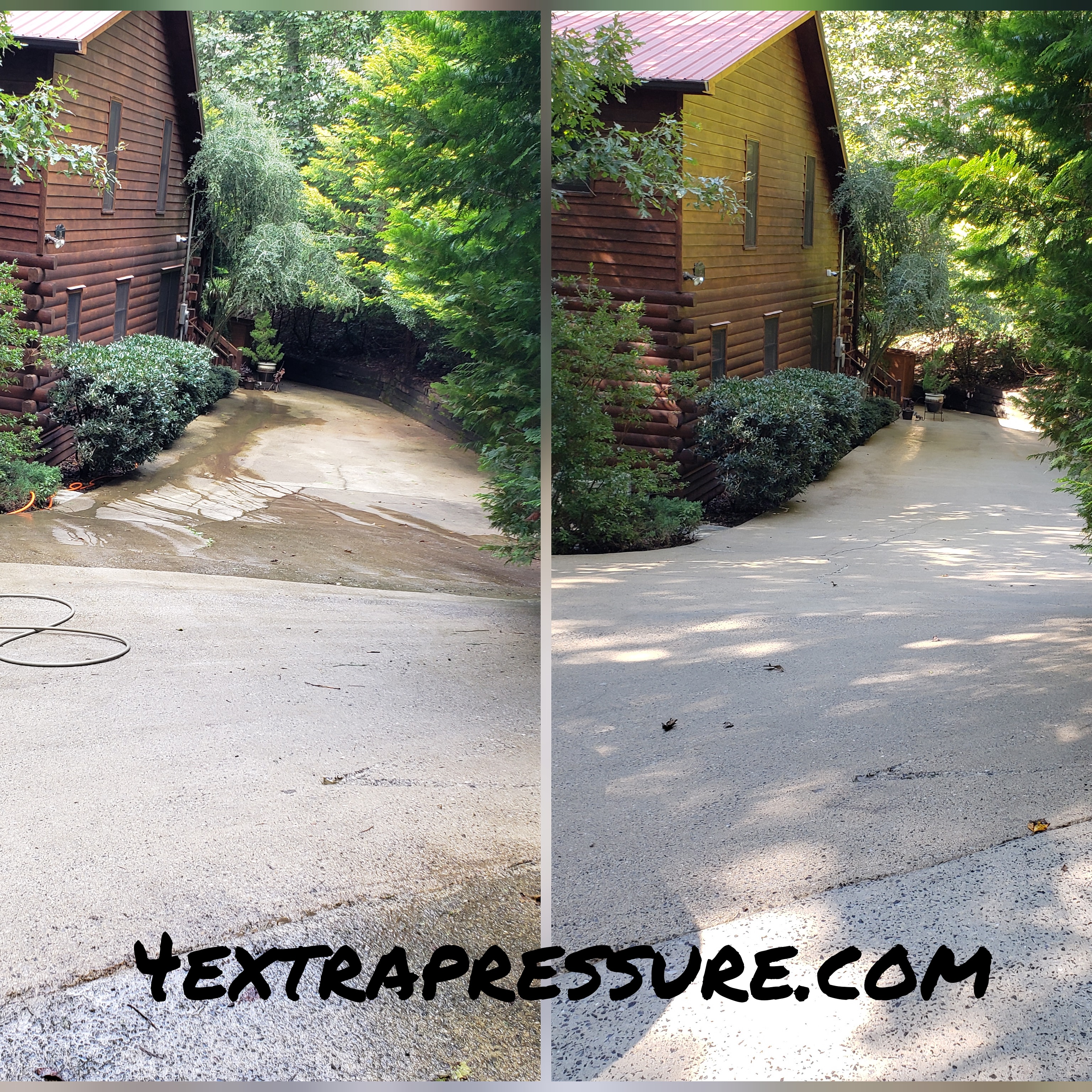 Before and after Driveway pressure washing