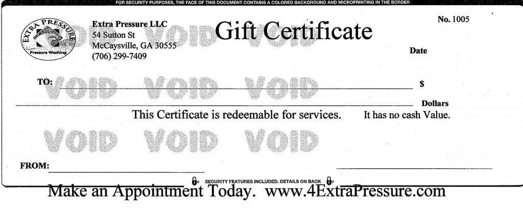 Extra Pressure Pressure Washing Gift Certificate
